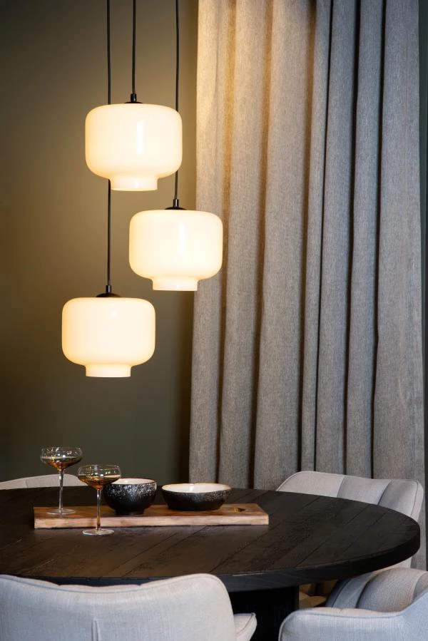 Lucide MEDINE - Suspension - Ø 46 cm - 3xE27 - Opalin - ambiance 1